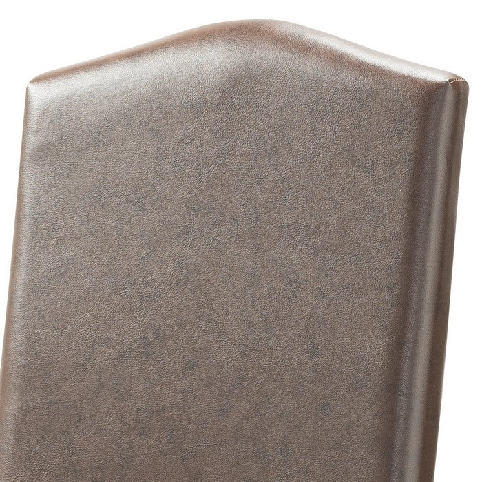 Transitional Leatherette Chair with Camelback Backrest, Set of 2, Brown