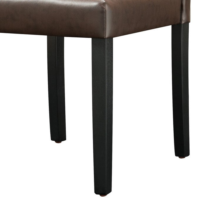 Transitional Leatherette Chair with Camelback Backrest, Set of 2, Brown