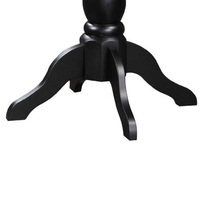Round Wooden Accent Table with Pedestal Base, Black
