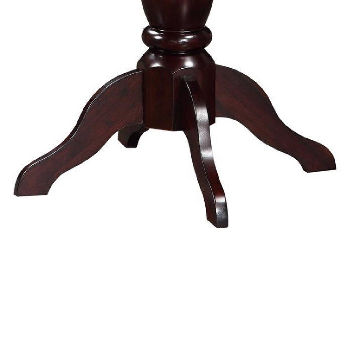 Round Wooden Accent Table with Pedestal Base, Espresso Brown