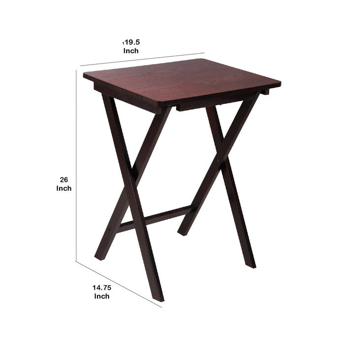 Traditional Style Wooden Folding Table, Dark Brown