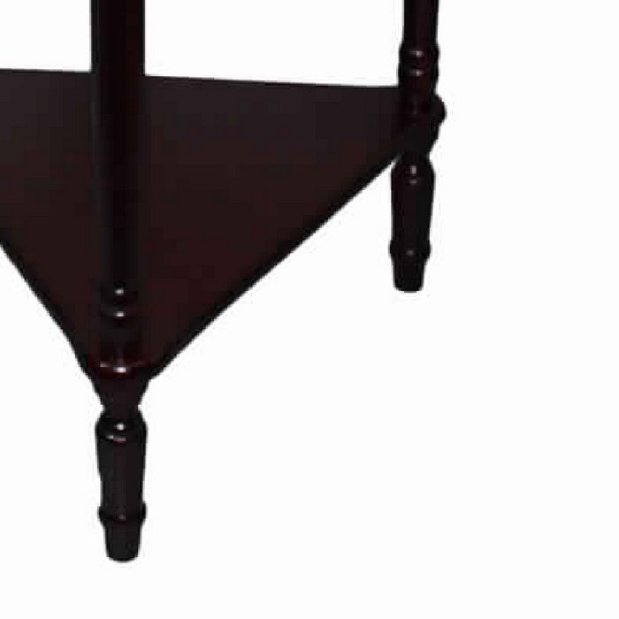 Adjustable Round Wooden End Table with Turned Legs, Cherry Brown