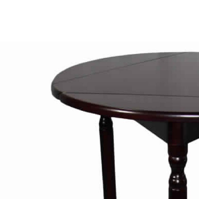Adjustable Round Wooden End Table with Turned Legs, Cherry Brown