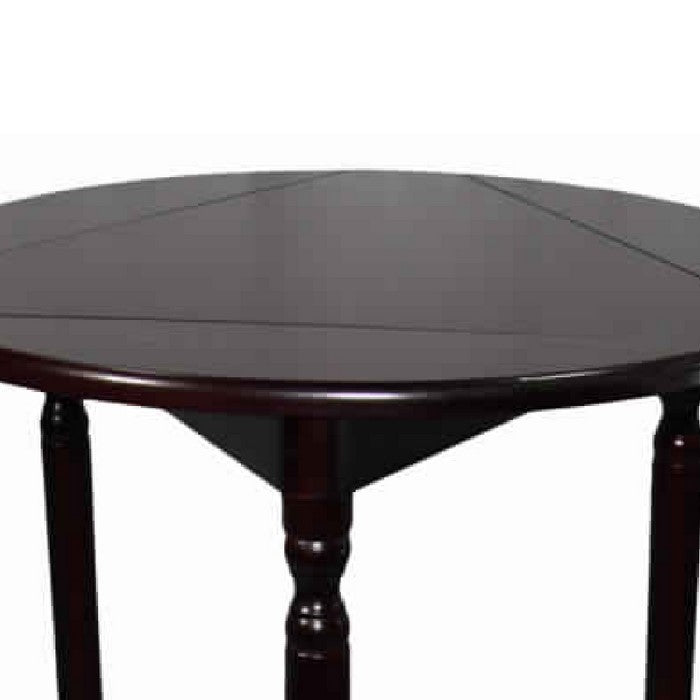 Adjustable Round Wooden End Table with Turned Legs, Cherry Brown