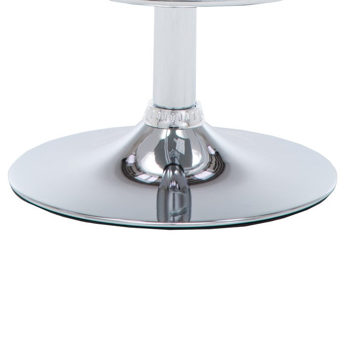 Contoured Leatherette Seat Metal Frame Swivel Barstool, Gray and Chrome