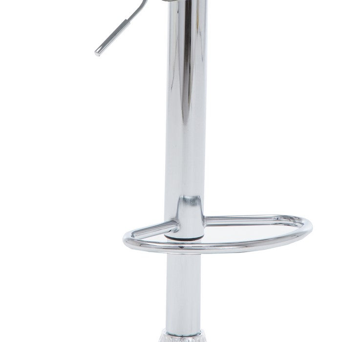 Contoured Leatherette Seat Metal Frame Swivel Barstool, Gray and Chrome
