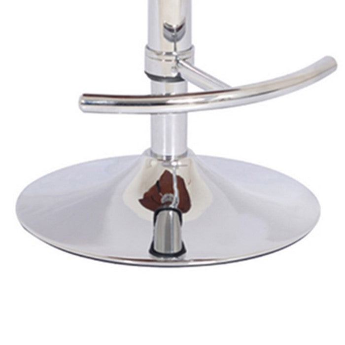33 Inches Swivel Barstool with Cushioned Seat and Arms, Brown and Chrome