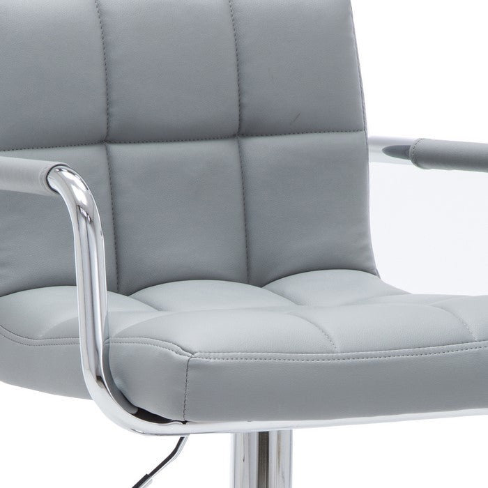 Leatherette Upholstered Swivel Barstool With Adjustable Height, Gray