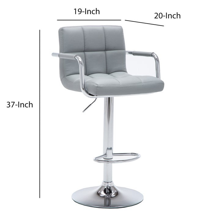 Leatherette Upholstered Swivel Barstool With Adjustable Height, Gray