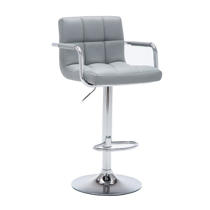 Leatherette Upholstered Swivel Barstool With Adjustable Height, Gray