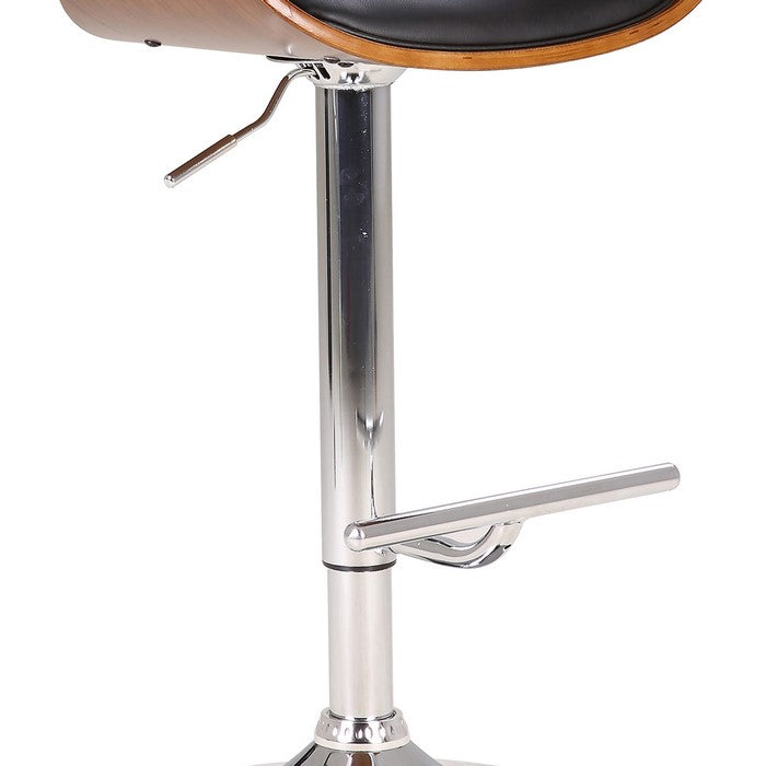 Leatherette Swivel Barstool with Contoured Seat, Gray and Brown