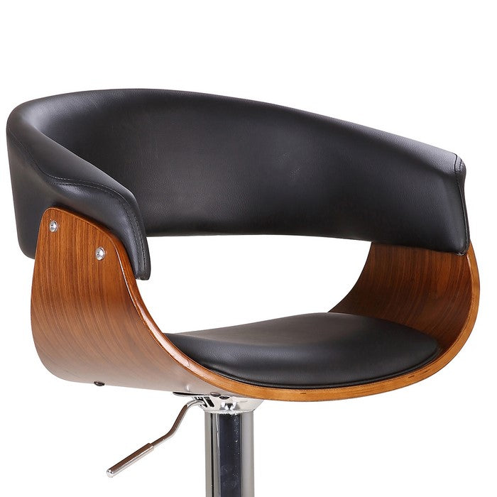 Leatherette Swivel Barstool with Contoured Seat, Gray and Brown