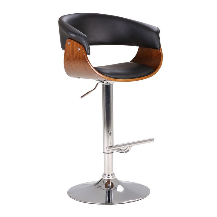 Leatherette Swivel Barstool with Contoured Seat, Gray and Brown