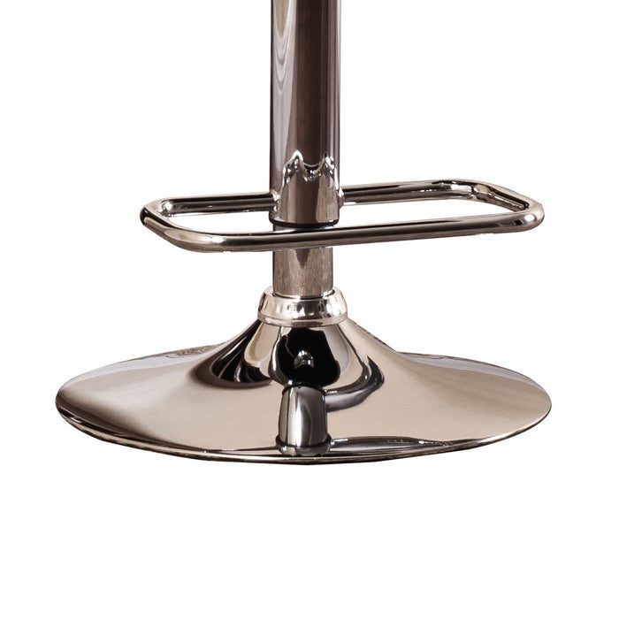 Modern Swivel Adjustable Barstool with Slatted Back, Brown and Chrome