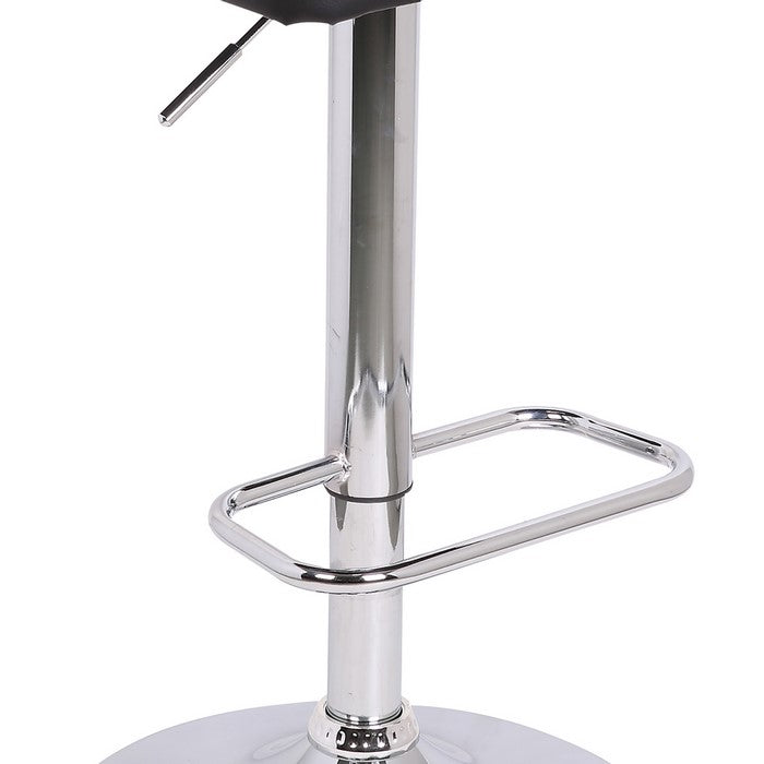 Modern Swivel Leatherette Barstool with Slatted Back, Brown and Black