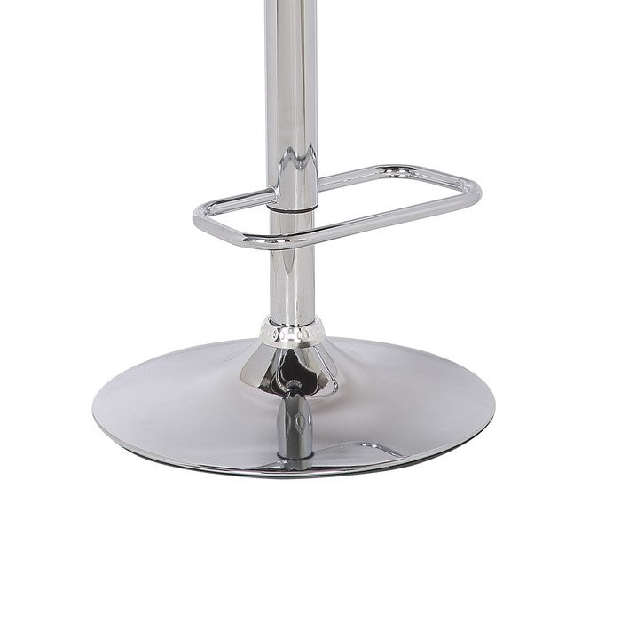 Modern Swivel Leatherette Barstool with Slatted Back, White and Black