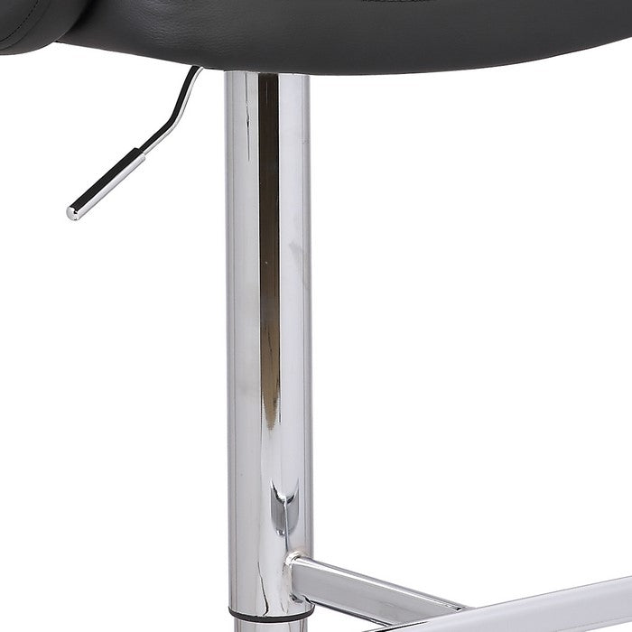 Swivel Barstool with Arms and Button Tufted Seating, Black and Chrome
