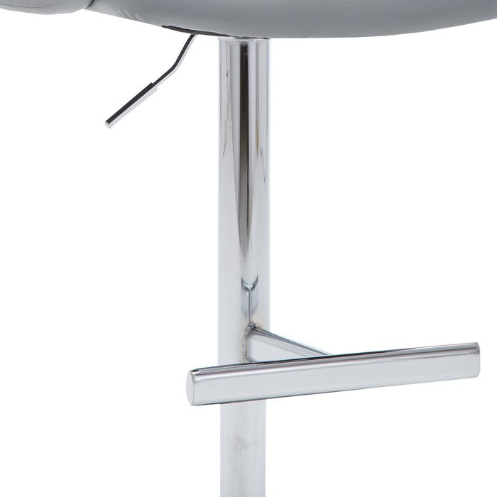 Swivel Barstool with Arms and Button Tufted Seating, Gray and Chrome