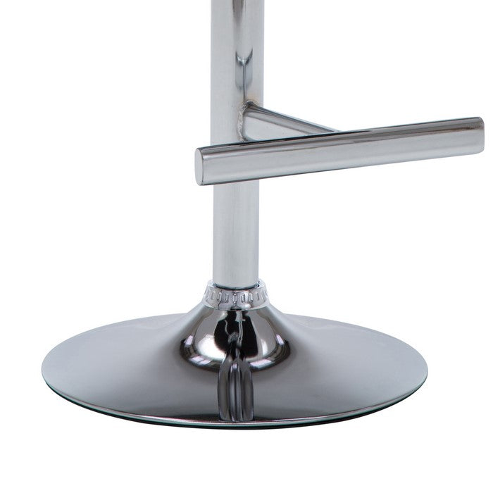 Swivel Barstool with Arms and Button Tufted Seating, White and Chrome