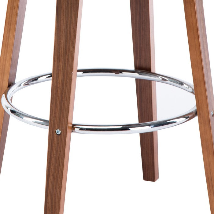 Backless Leatherette Seat Barstool with Circular Footrest, Brown and Black