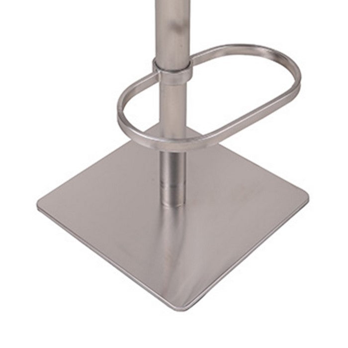 Leatherette Swivel Barstool with Square Stitched Seating,Gray and Chrome