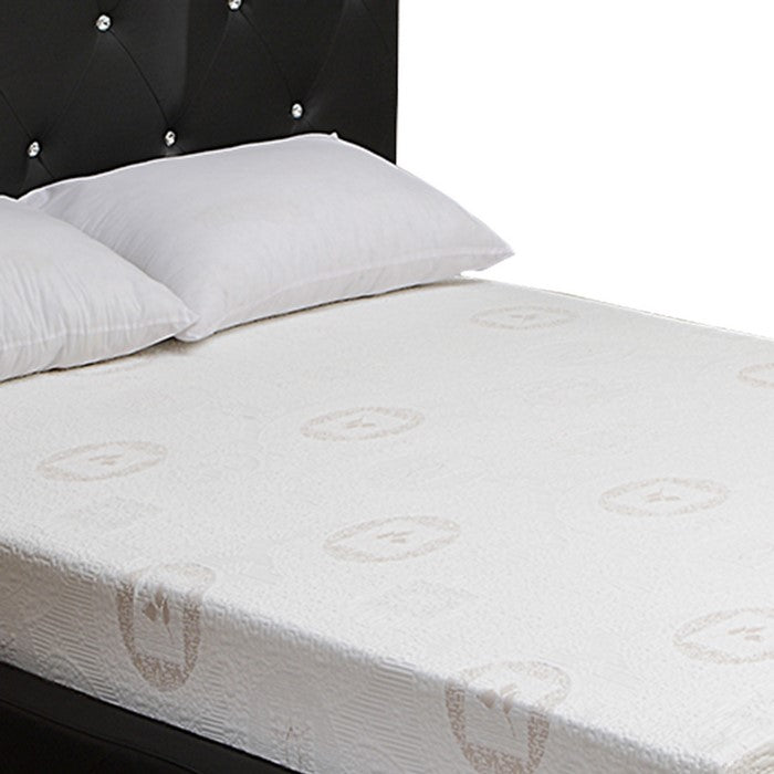 Full Size Leatherette Bed with Crystal Tufted Headboard and Footboard,Black