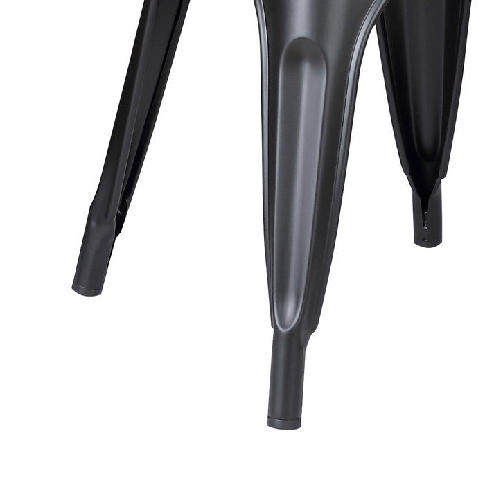 Stackable Metal Dining Chair with Peg Legs, Set of 2, Black