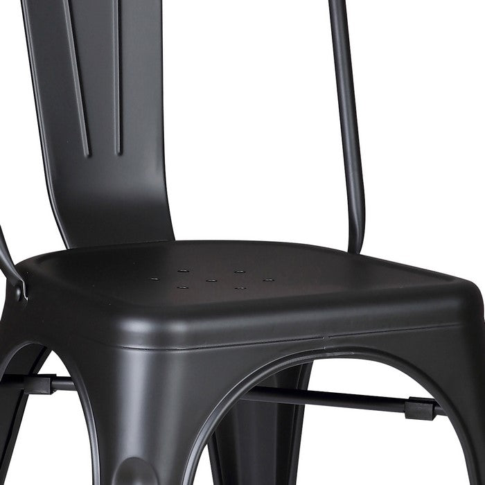 Stackable Metal Dining Chair with Peg Legs, Set of 2, Black