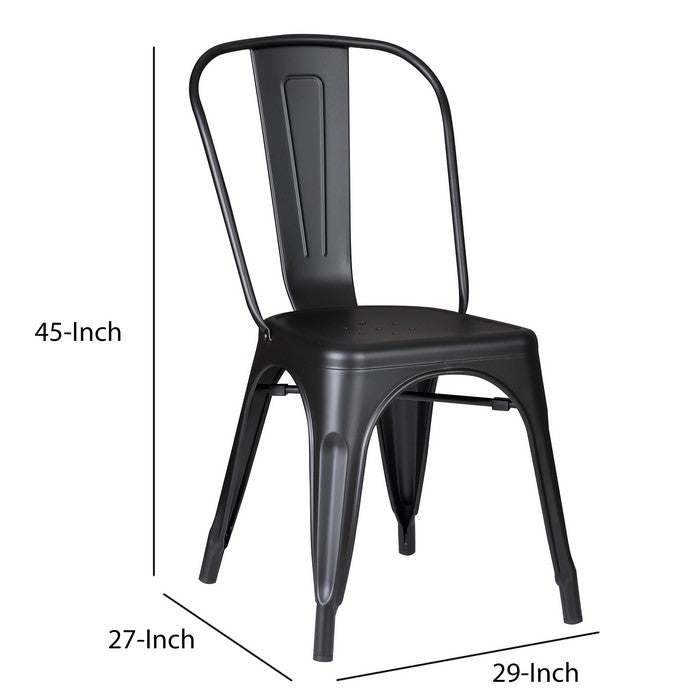 Stackable Metal Dining Chair with Peg Legs, Set of 2, Black