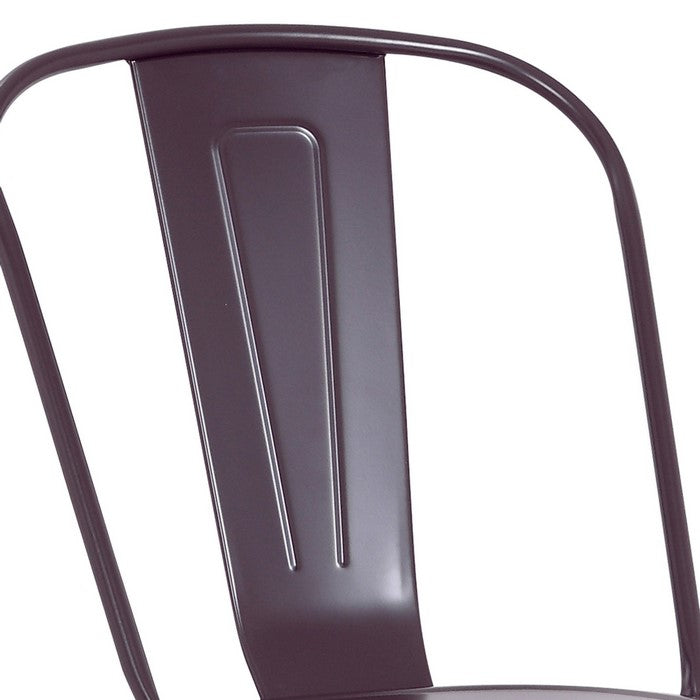 Stackable Metal Dining Chair with Peg Legs, Set of 2, Dark Brown