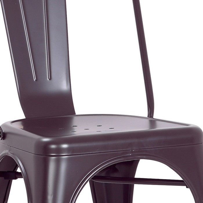 Stackable Metal Dining Chair with Peg Legs, Set of 2, Dark Brown