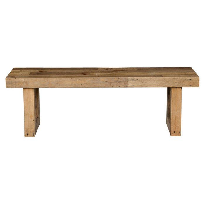 Rectangular Reclaimed Wood Frame Bench with Sled Base, Brown