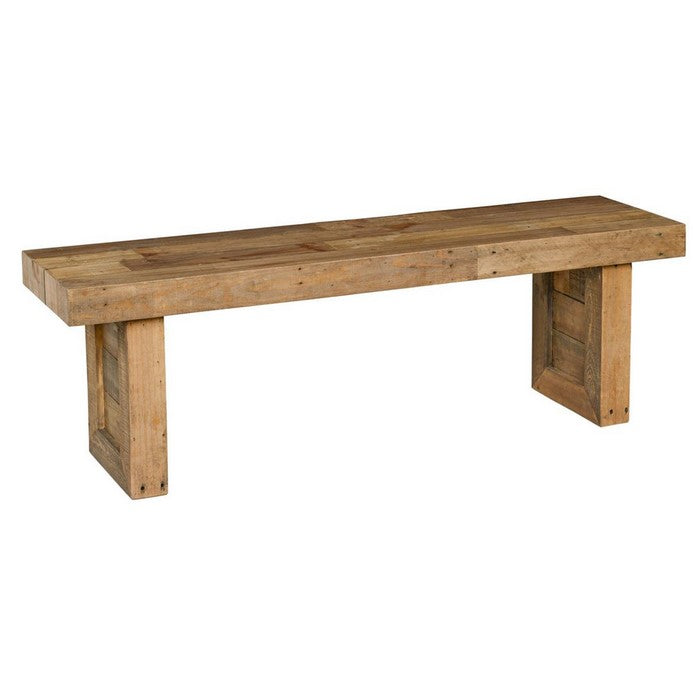 Rectangular Reclaimed Wood Frame Bench with Sled Base, Brown