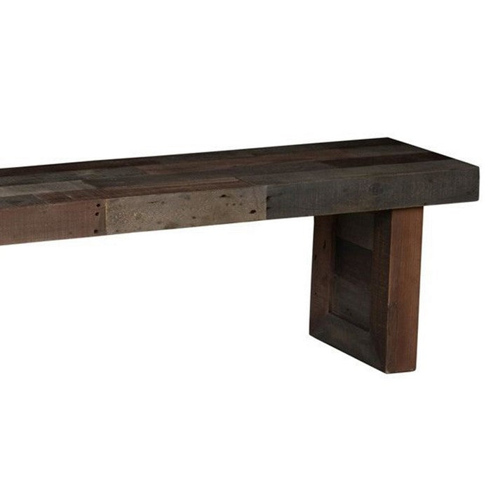 Rectangular Reclaimed Wood Bench with Sled Base, Distressed Gray