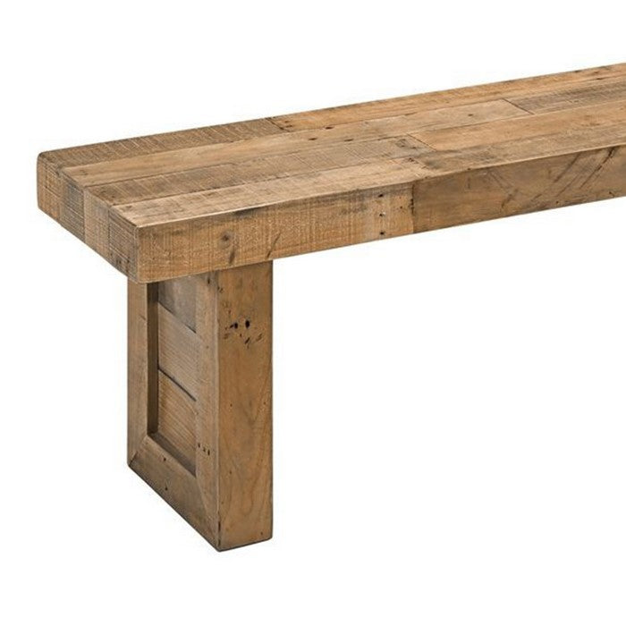 Rectangular Reclaimed Wood Bench with Sled Base, Distressed Brown