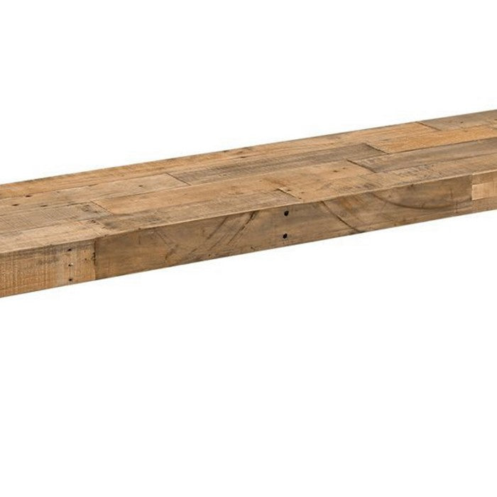 Rectangular Reclaimed Wood Bench with Sled Base, Distressed Brown