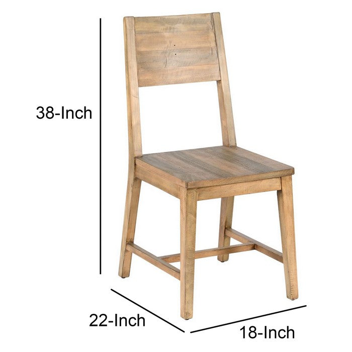 Reclaimed Wood Dining Chair with Tapered Legs, Distressed Brown