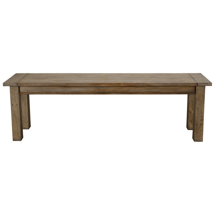 Rectangular Reclaimed Wood Bench with Grains and Knots, Brown