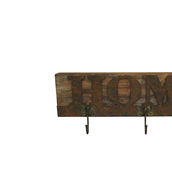 Traditional Wooden Rustic Plaque with Home Engraved, Brown