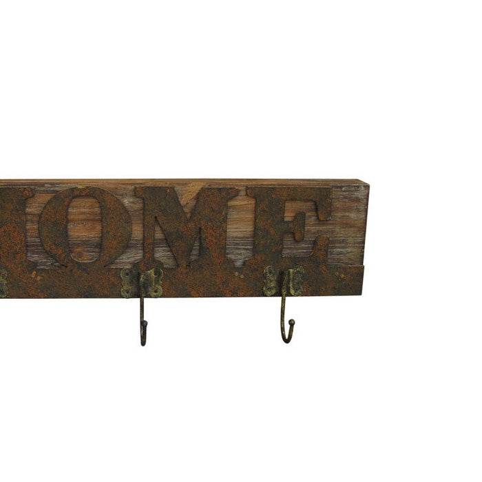 Traditional Wooden Rustic Plaque with Home Engraved, Brown