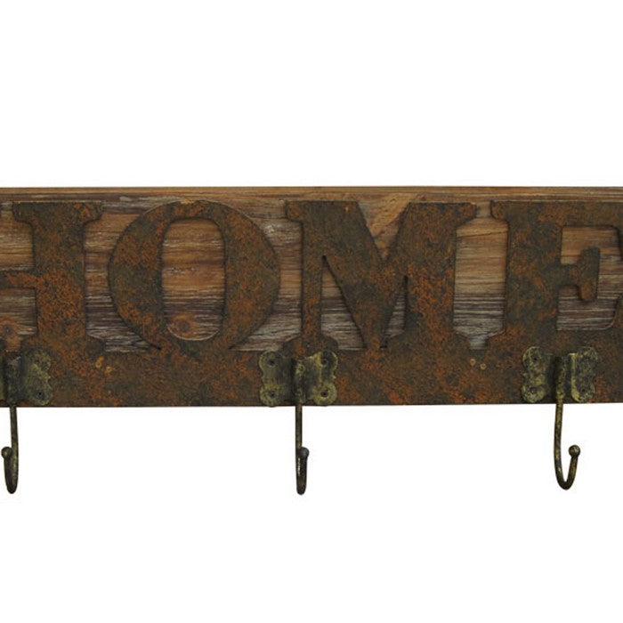 Traditional Wooden Rustic Plaque with Home Engraved, Brown