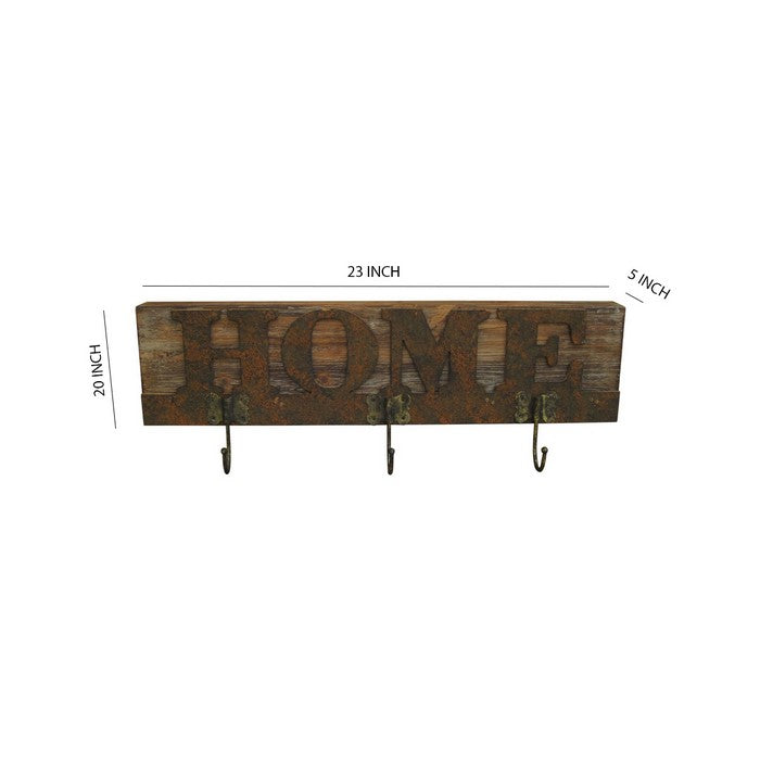 Traditional Wooden Rustic Plaque with Home Engraved, Brown