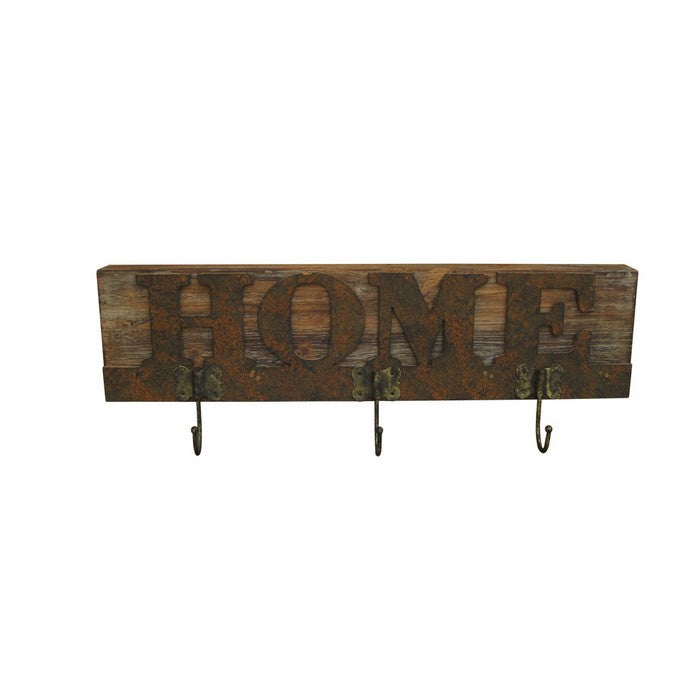 Traditional Wooden Rustic Plaque with Home Engraved, Brown