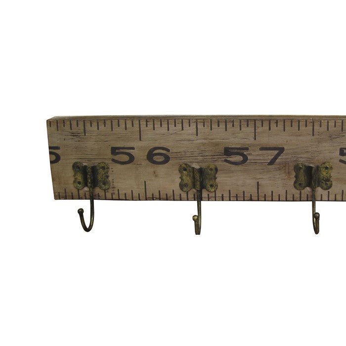 Contemporary Wooden Rustic Plaque with Ruler Style Design, Brown