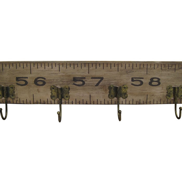 Contemporary Wooden Rustic Plaque with Ruler Style Design, Brown