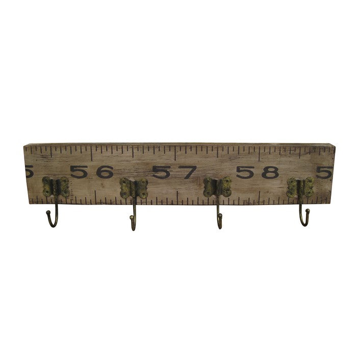 Contemporary Wooden Rustic Plaque with Ruler Style Design, Brown