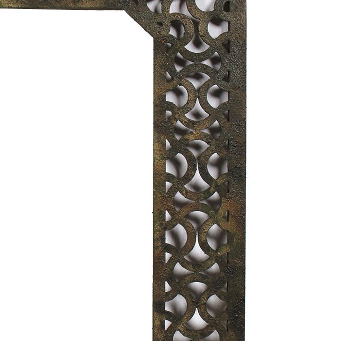 Octagonal Wooden Mirror with Distressed Finish and Bezel Pattern, Bronze