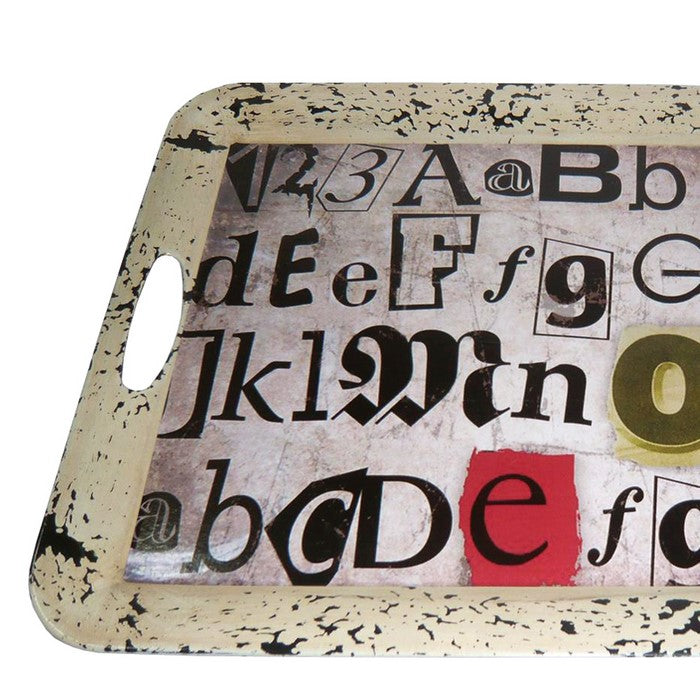 Rugged Designed Tray with Typography Print and Curved Edges, Multicolor