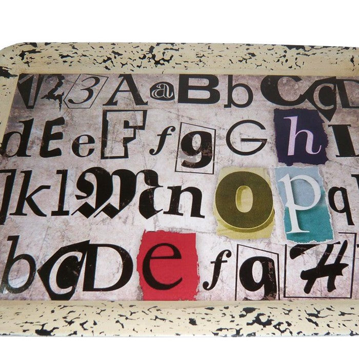 Rugged Designed Tray with Typography Print and Curved Edges, Multicolor