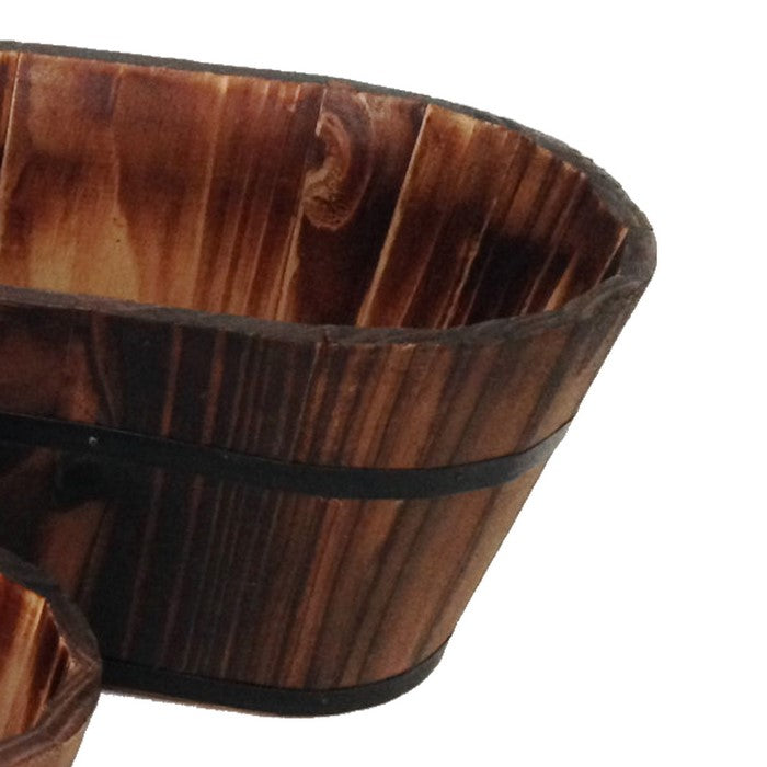 Traditional Oval Shaped Wooden Planters with Narrow Bottom, Set of 3, Brown